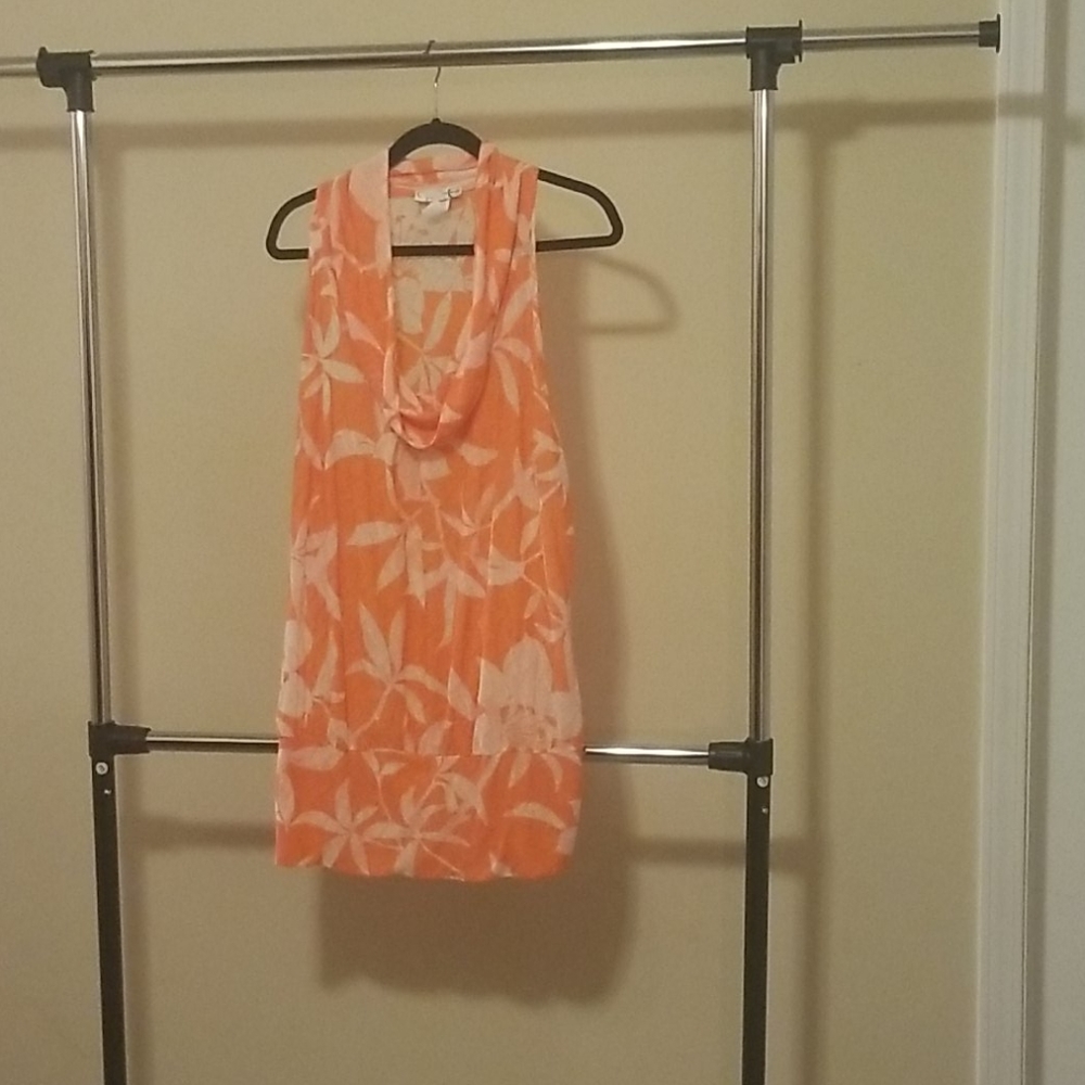 Orange & white sleeveless top